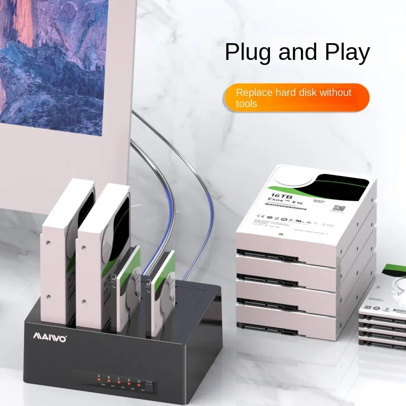 Maiwo-caixa de Disco Rígido Externo Hdd Docking Station Adaptador Sata para Usb Armazenamento de Dados com o Office Clone 2.5 3.5 Bay - Imagem 6