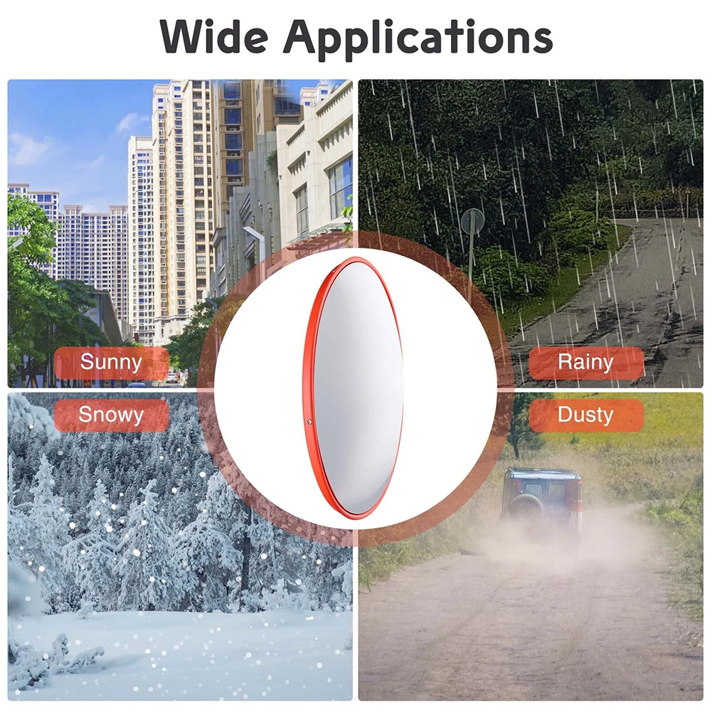 

30cm/12'' Wide Angle Security Curved Convex Road Mirror Traffic Driveway Safety Traffic Convex PC Mirror Blind Spot