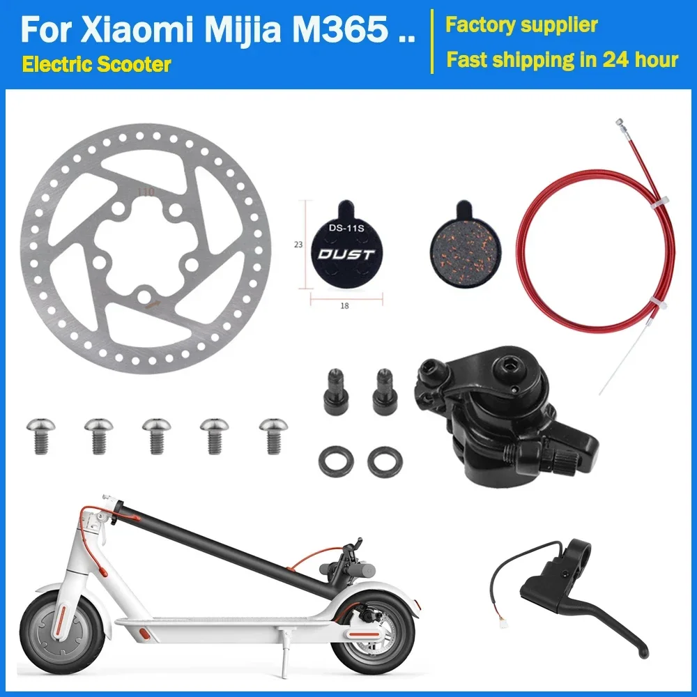 Bremskits für Xiaomi Mijia M365 Elektroroller, Bremsbelag, Sattel, 110 mm Bremsdrahtgriff, Ersatz-Kickscooter-Zubehör