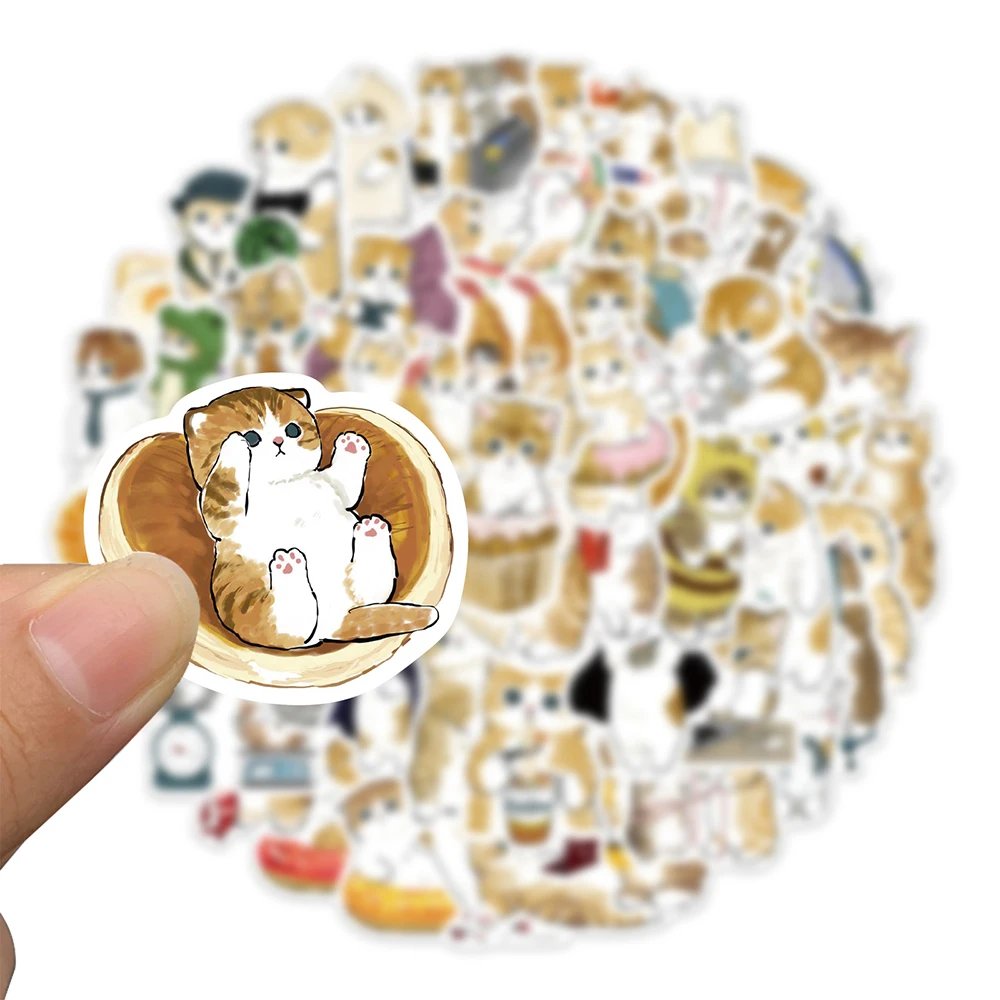 

10/30/64pcs Cartoon Cute Cat Stickers Animal Decal Scrapbook Phone Guitar Laptop Luggage Cool Waterproof Kawaii Sticker Kid Toy
