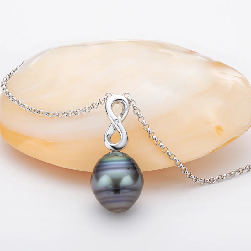 AINUOSHI Real Silver Chain 925 for Women Baroque 11mm Tahitian Black Pearl Pendant Necklace Exquisite Necklace Jewelry Gift