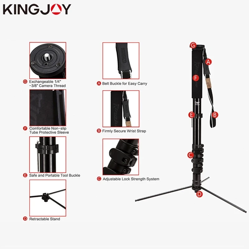 KINGJOY 모든 모델용 모노포드 Dslr 전문 카메라 삼각대 스탠드 비디오, 유연한 삼각대 스태티브, MP408FL
