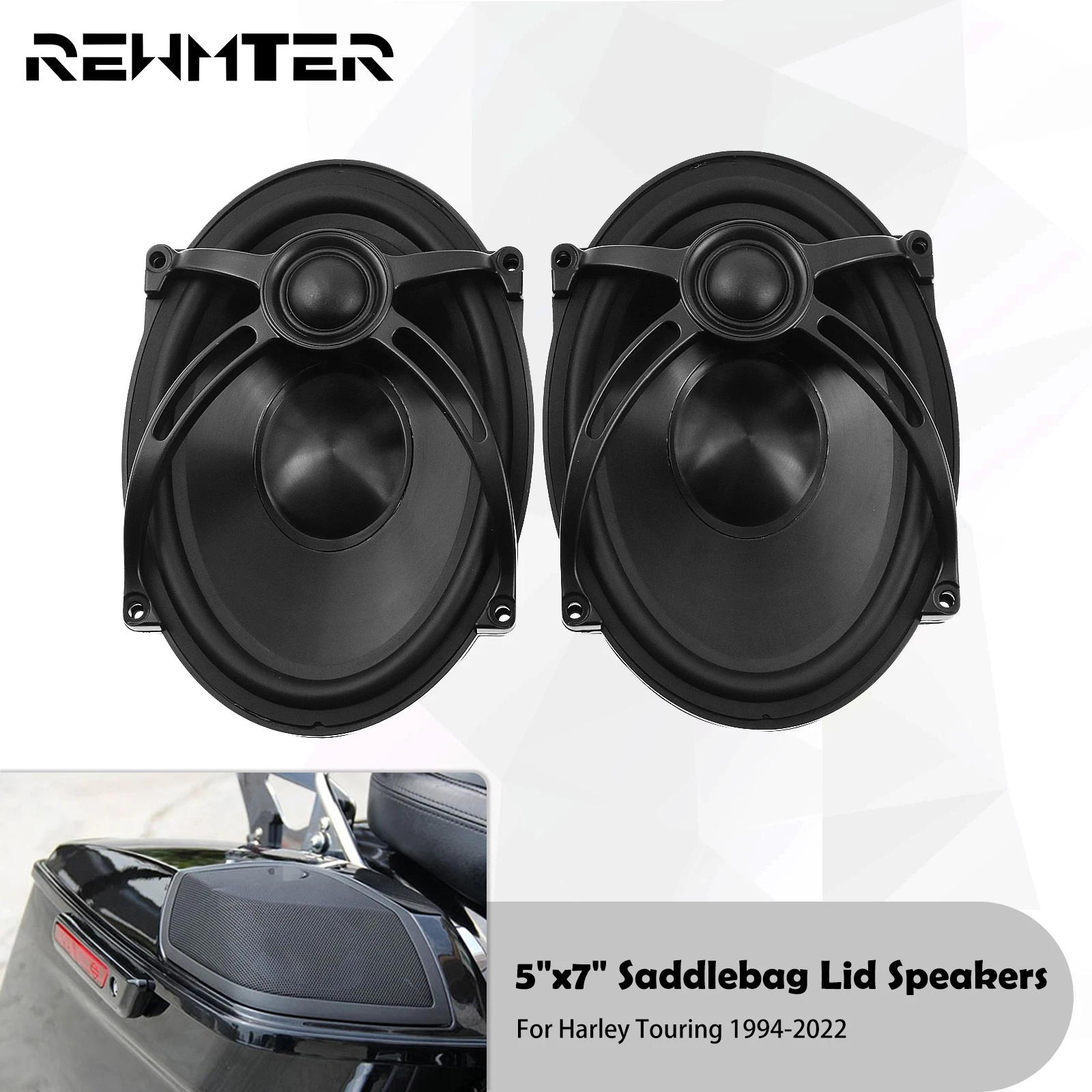 

Motorcycle 5"x7" Saddlebag Lid Speakers For Harley Touring Saddlebag Lid Road King Electra Street Glide CVO FLHT FLTR FLHR 94-22