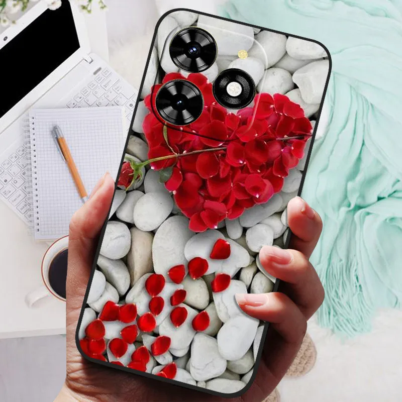 Premium Black Silicone Bumper Case with Wolf and Lion Design - Soft TPU Protective Cover