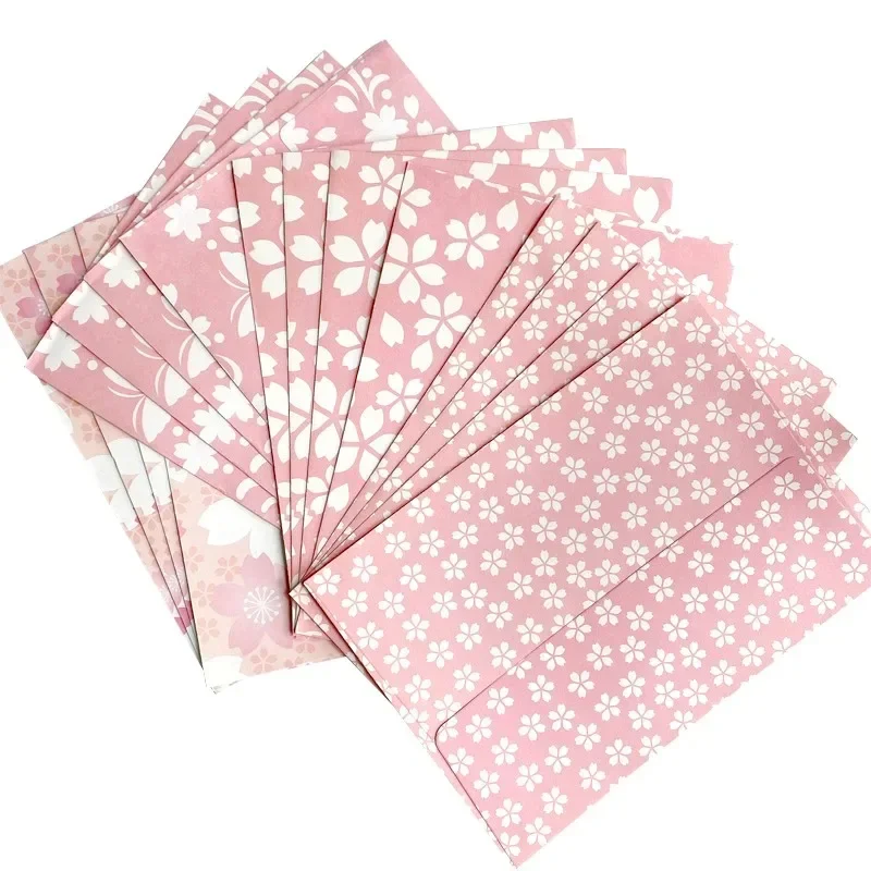 10pcs Pink cherry blossom envelope girls White texture pattern blank paper handmade with letter 17.5cm*12.5cm