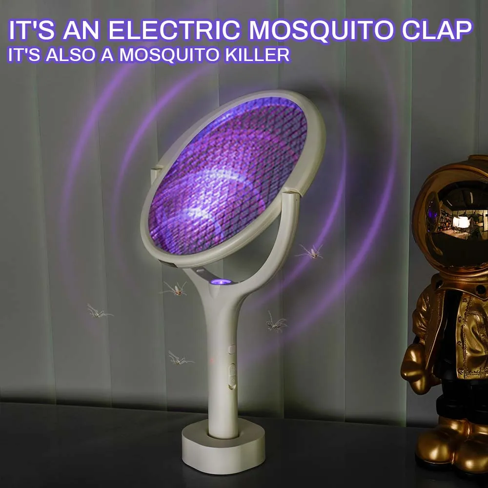 

Electric Mosquito Killer 2-in-1 Fly Swatter Trap Electric Mosquito Swatter USB Rechargeable Mosquito Racket Fly Zapper For Home