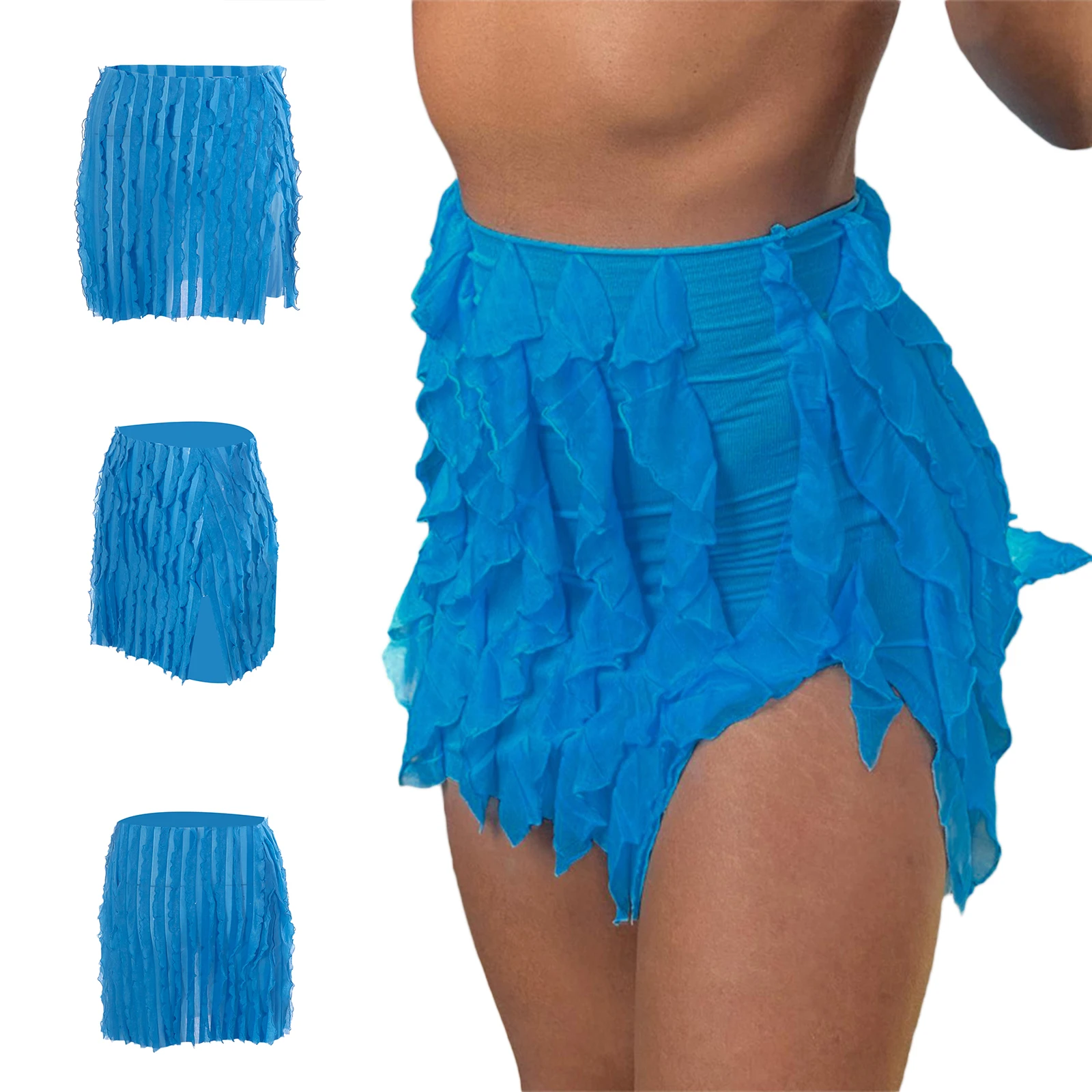 

Women Mini Skirt High Waist Ruffled Solid Slit Slim Fit Bodycon Skirt for Party Club