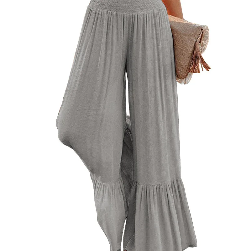 Solid Color Casual Pants High Waist Waist Loose Wide Leg Pants Women