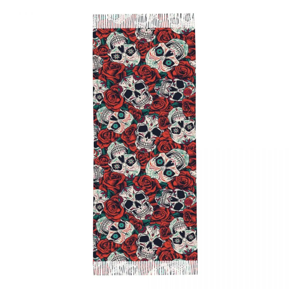 Vintage Floral Skull Scarf for Women Fall Winter Cashmere Shawls and Wrap Roses Long Large Shawl Scarf Daily Wear 3