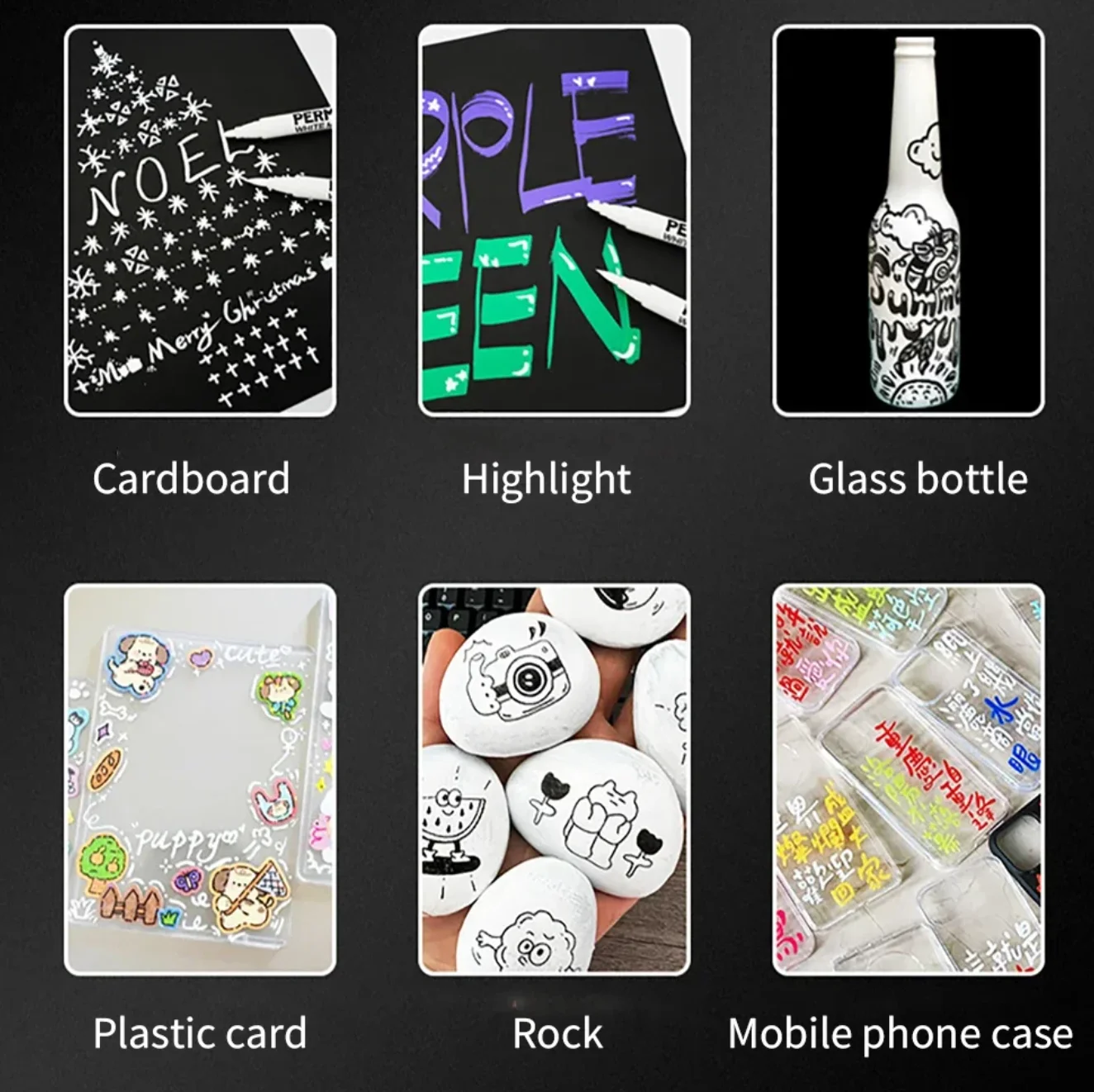 Acrylic Paint White Marker White Paint Pen for Rock Painting Stone Ceramic Glass Wood Tire Fabric Metal Canvas 3/6 Pcs