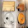 1-6pcs Fast Drying Rack Pot Lid Holder Stainless Steel Kitchen Sink Sponge Hooks Wall Adhesive Drain Household Storage Organizer 2