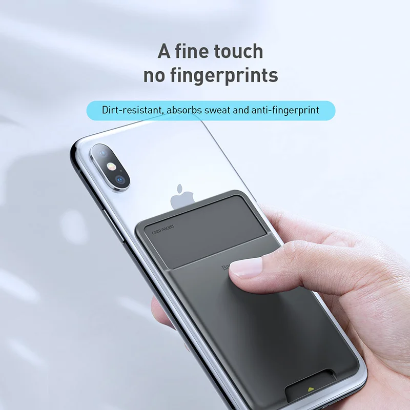 Baseus Silicone Phone Card Case Cell Phone Back Cover Card Holder ID Card Holder Slim Case Sticker for iPhone X Xs XR Samsung — view 4