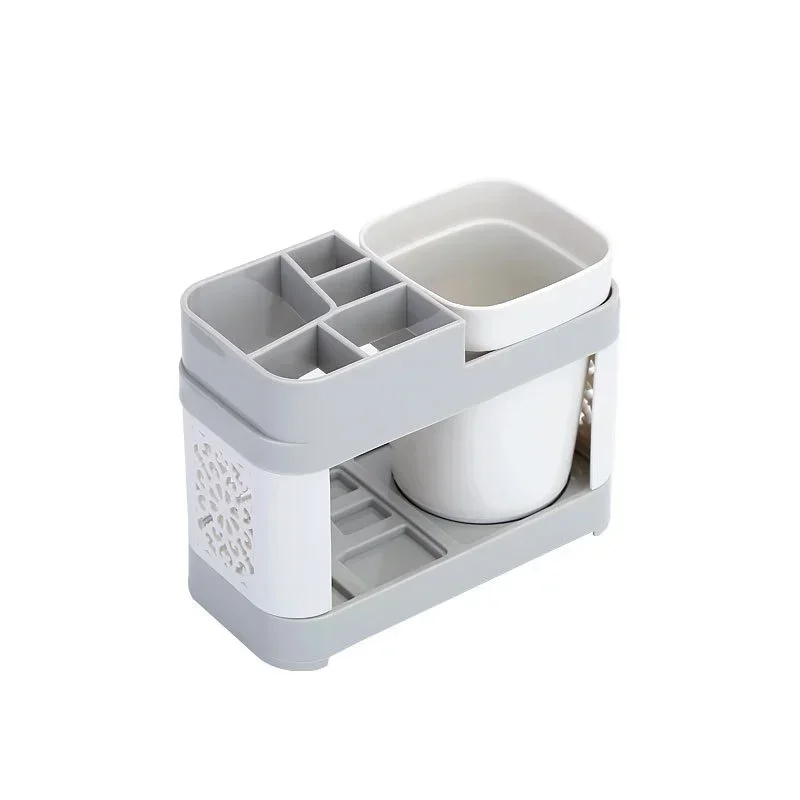 Electric Toothbrush Organizer Holder Thicken Bottom Independent Grids Sturdy Simple Water Draining Toothbrush Toothpaste Stand