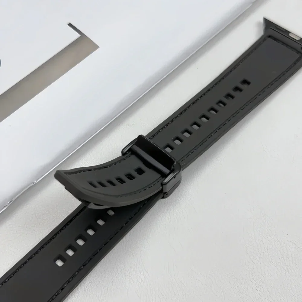 Silicon+Leather Band For Apple Watch Strap 41 42 44 45 49mm 46mm Retro Magnetic Buckle Bracelets iWatch Ultra Series 10 9 8 7 SE