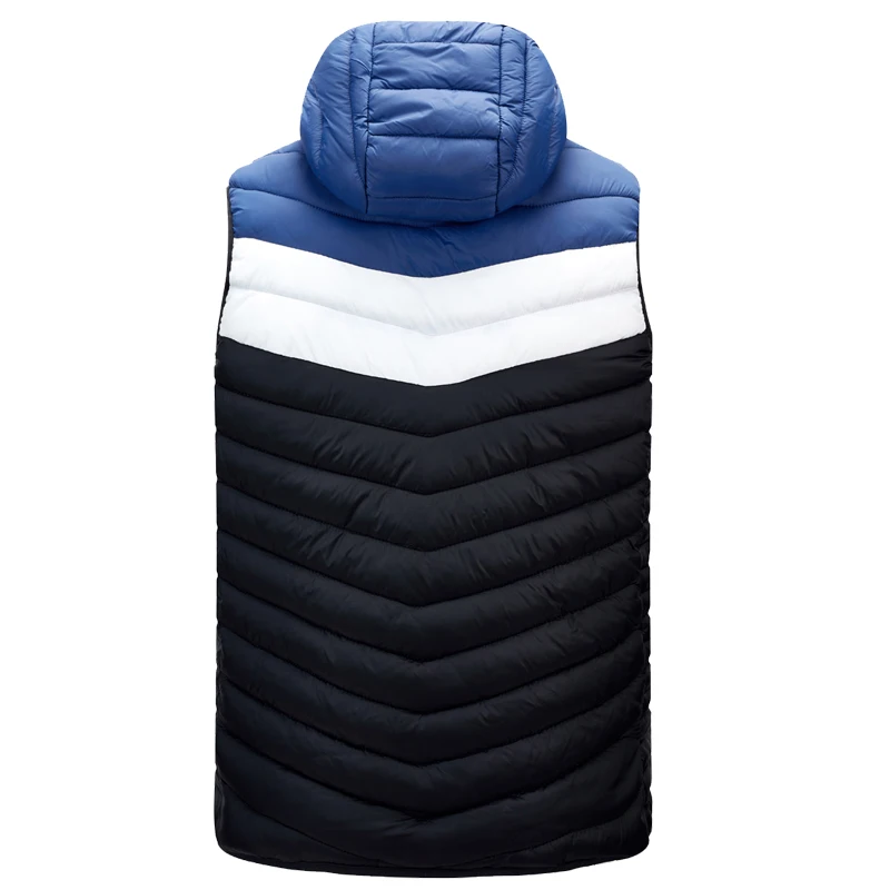 S.T.G 2022 Men Sleeveless Down Vests Stitching Color Hooded Patchwork Jackets Hot Fashion Male Winter Casual Waistco