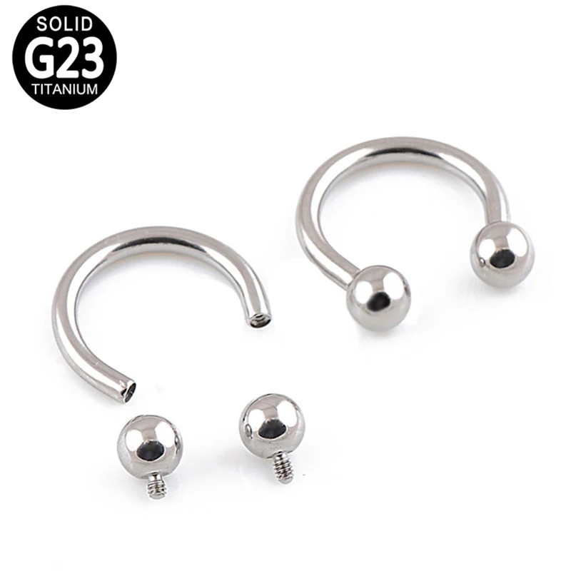 2 Pcs G23 Tiatnium Circular Barbell Horseshoe Nose Hoop Ring Septum Lip