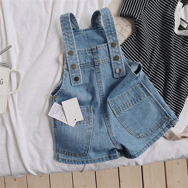 Kids Outfits Summer Kids Boys Girls Cowboy Braces Rompers Infant Baby Denim Bib Shorts Casual Suspender Jeans Shorts Pants