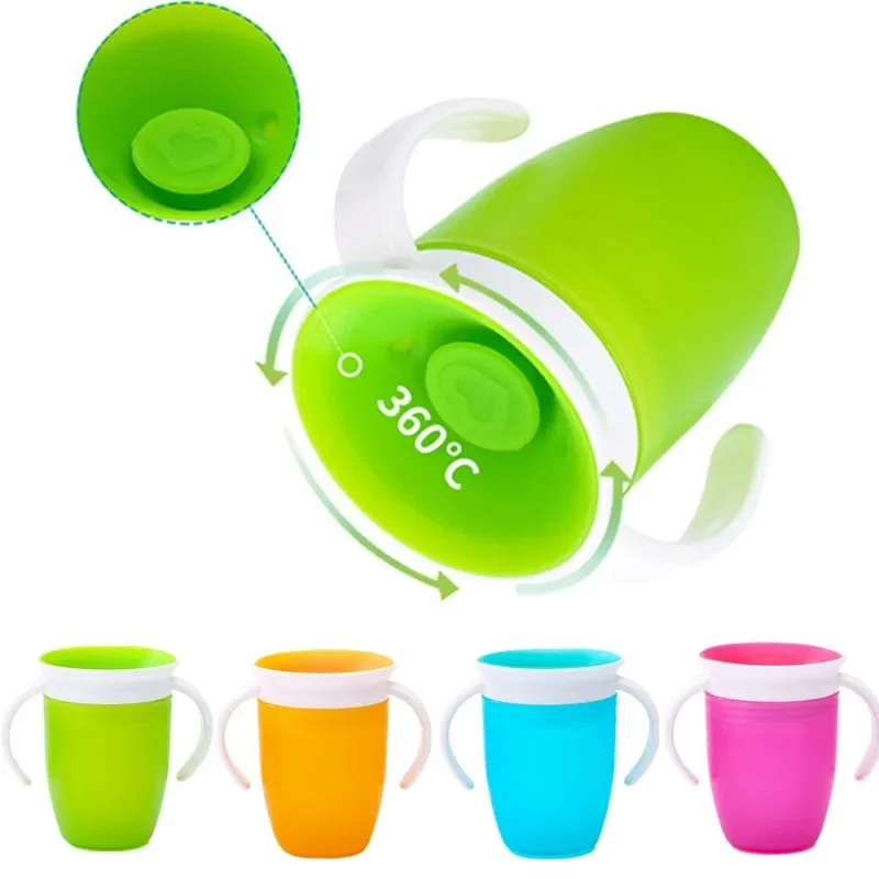2025 Baby Learning Drinking Cup 360 Degrees Rotated Baby Water Cups Double Handle Flip Lid Leakproof Infants Water Cups Bottle 2