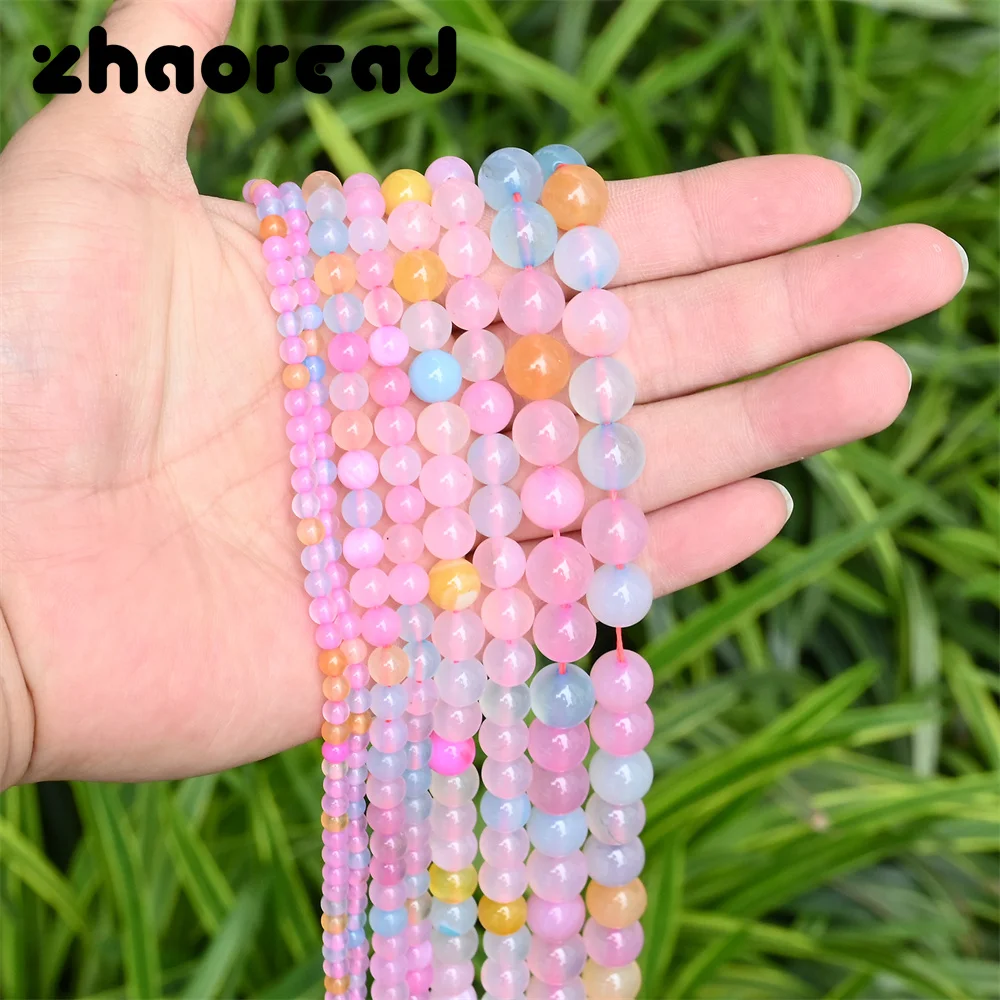 Pink Morgan Agates Stone Beads Natural Round Spacer Beads for Jewelry  Making DIY Charms Bracelet Necklace Accessories 4 6 8 10mm