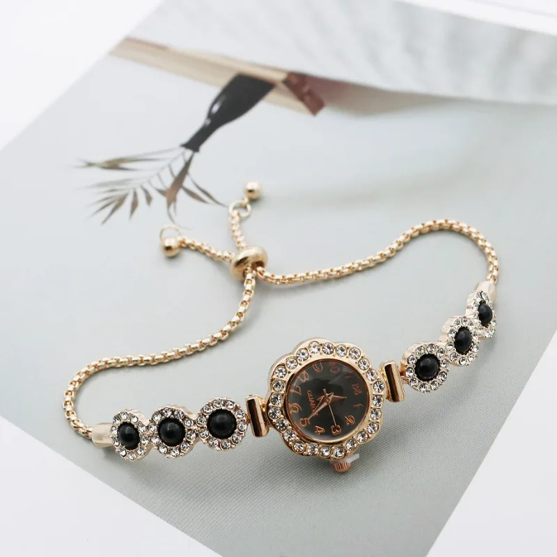 High Quality Women's Watch Fashion Flower Shape Women's Adjustable Strap Gold Ladies Bracelet Quartz Wristwatches