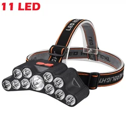 High-Powered Rechargeable LED Headlamp with Built-in Battery (11 LED)