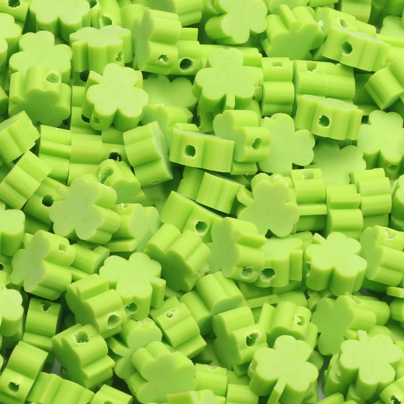 Green Clover Leaf Polymer Clay Spacer Beads for Jewelry Making and Crafts - 20/50/100pcs Set