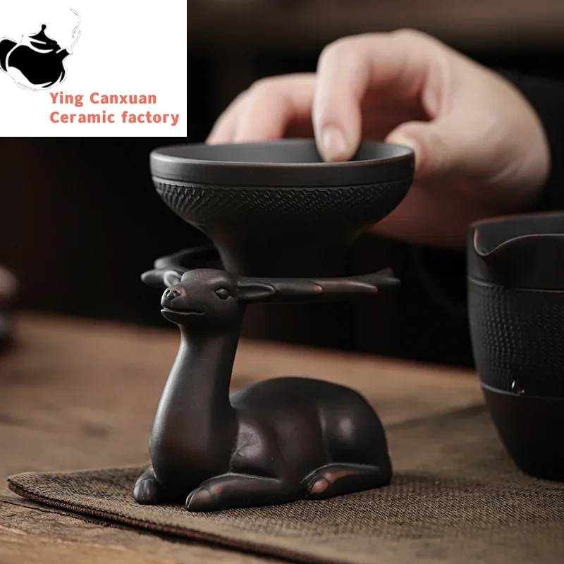 

Фиолетовая керамическая фильтровальная группа имеет ситечко для чая, подставка для фильтров с отверстием для чая кунг-фу, посуда для чайной церемонии, сушка для чая