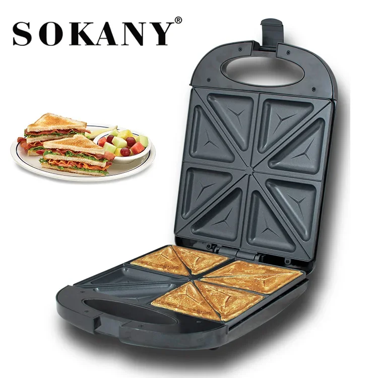 4-Slice Sandwich Maker, Toaster and Electric Panini Press with Non-stick plates, LED Indicator Lights, Cool Touch Handle, Black corgeut automatic men wristwatch black dial leather band power reserve date indicator rose gold coated case