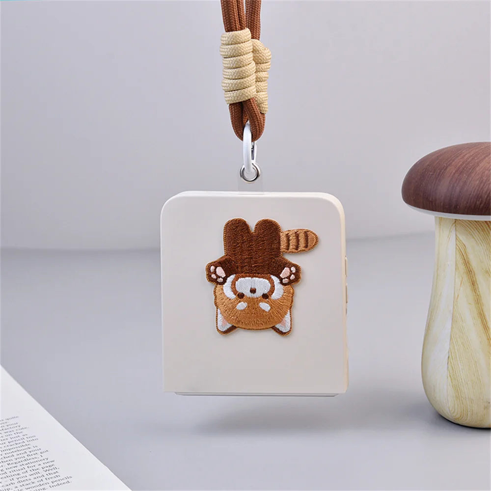 Adorable Embroidered Raccoon Phone Case with Portable Strap - Hard Shockproof Back Cover