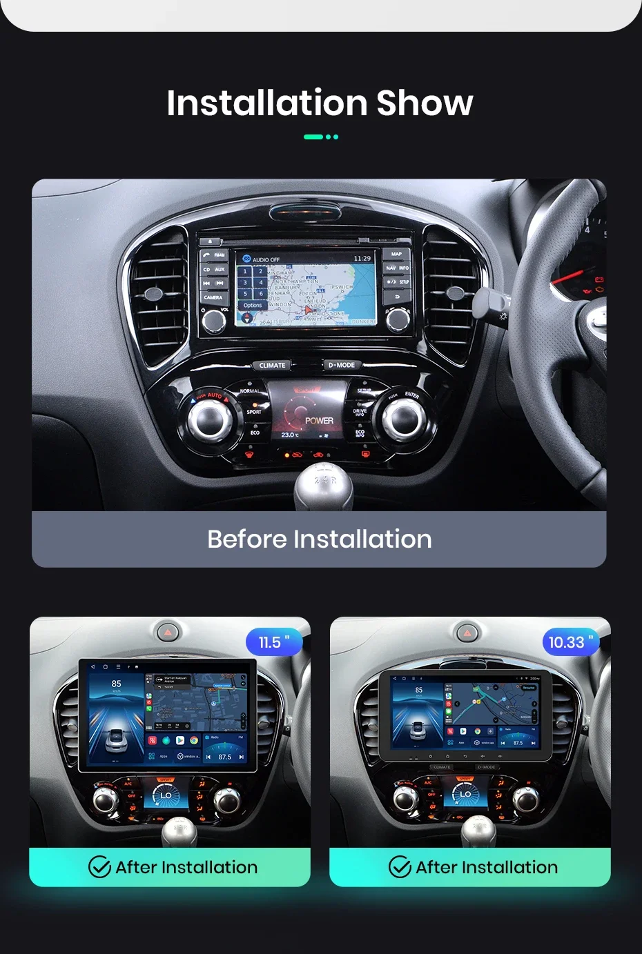 2K QLED Bildschirm Auto Radio Für Nissan Juke YF15 2010-2014 Drahtlose CarPlay Android Auto Multimedia autoradio – Detail 5