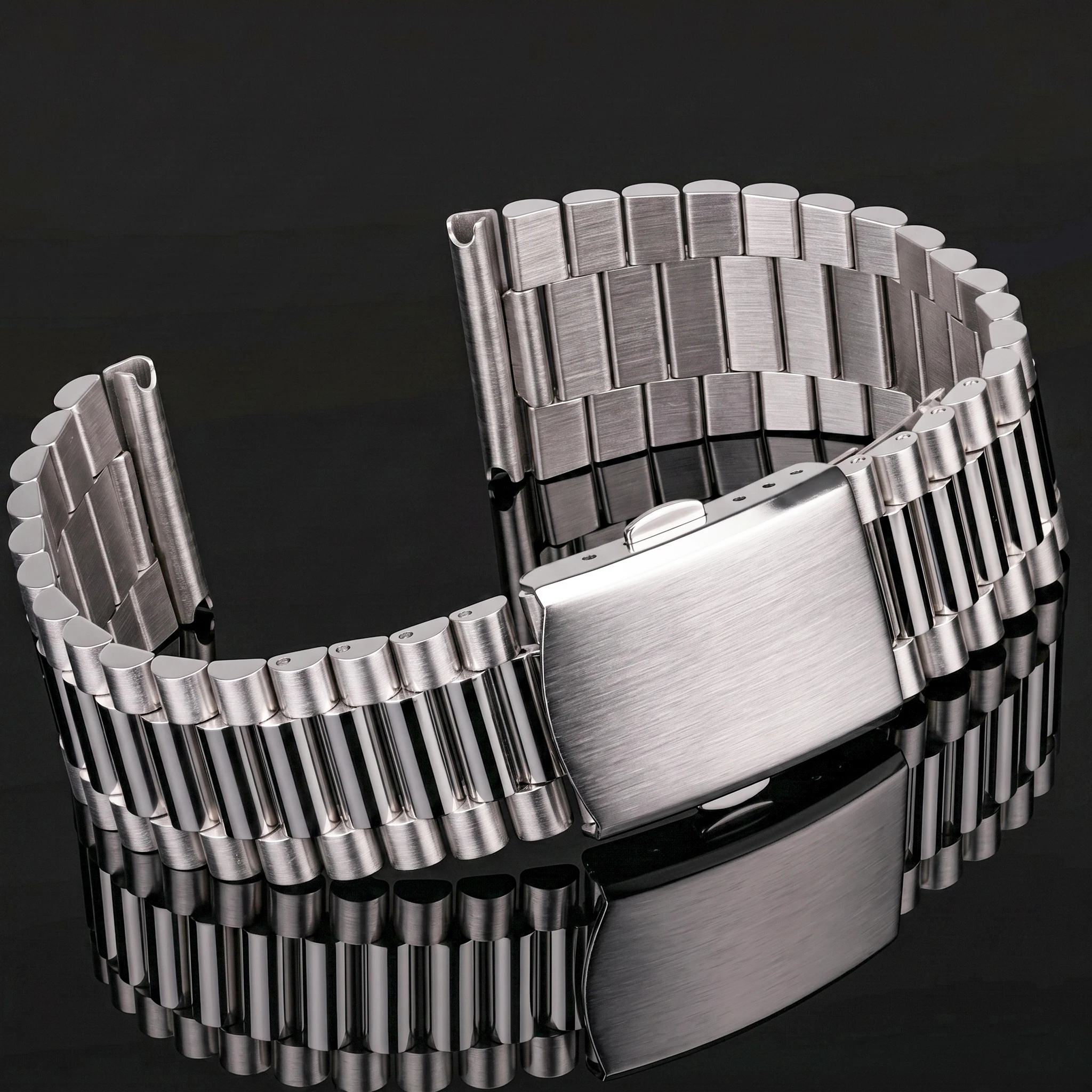 Two-Tone Stainless Steel Watch Band - Universal Straight End Bracelet Strap