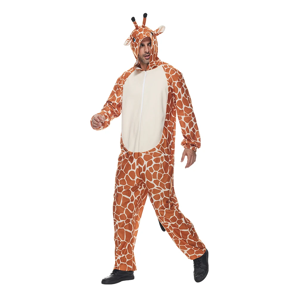 Tuta Onesie Unisex Adulti A Tema Giraffa - Pigiama In Pile Per Halloween, Cosplay, Dormire, Taglia M (Altezza 160-175 Cm)