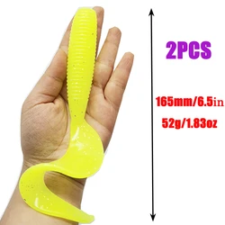 Set of 2 Premium Soft Fishing Lures - Enhanced Bass Tail Design, 165mm/52g (Color D)