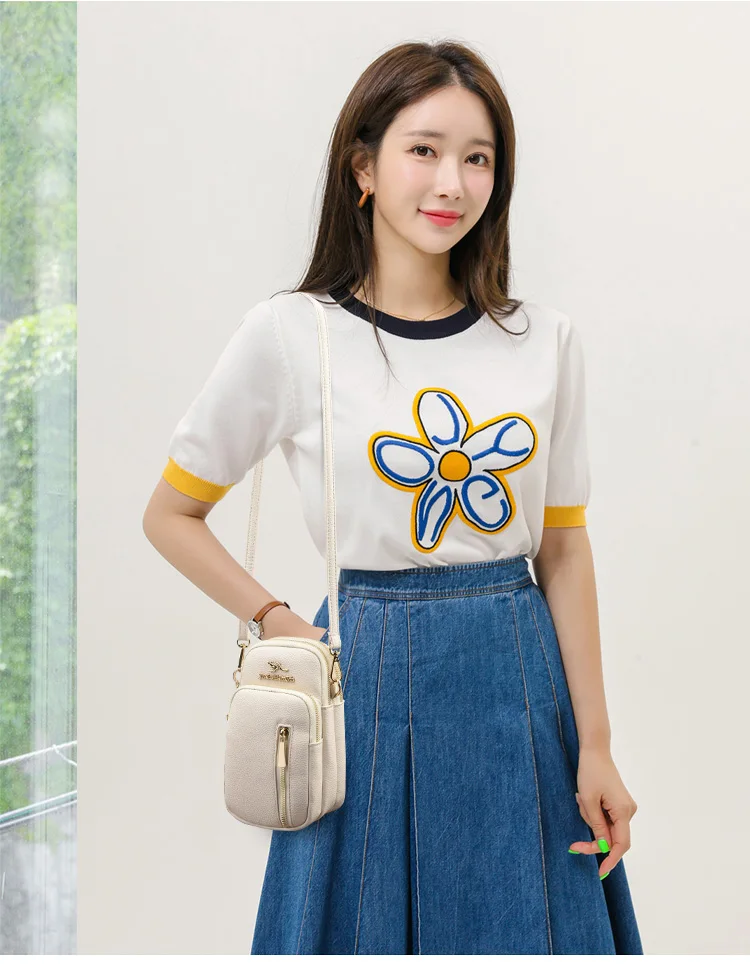 Luxury Designer Simple Women's Small  Mobile Pocket Handbags Coin Purses 2023 Trendy Ladies Shoulder Crossbody Bags Phone Wallet