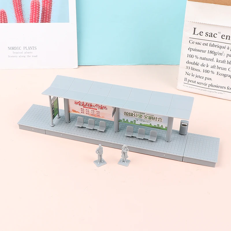 1/87 Mini Simulation Bus Station Model High-speed Rail Station Platform Diy 4