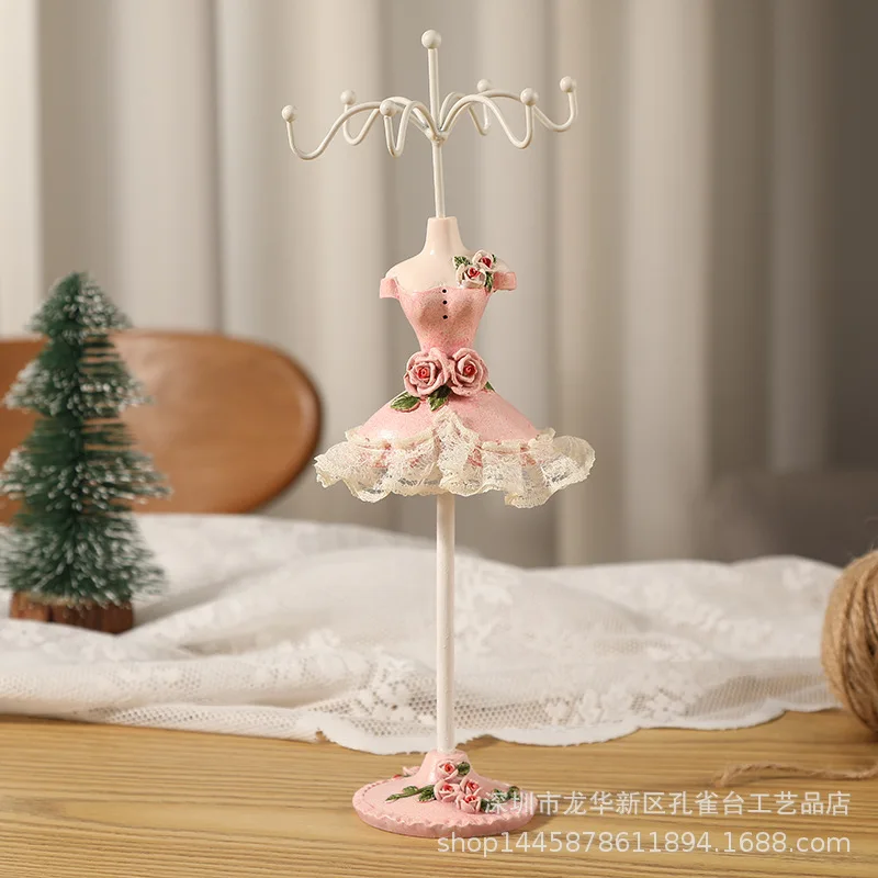 Jewelry Rack Display Stand with 6 Hooks Hanging Decoration Model Dress Display Showcase Girls Gift Dresser Shelves Showroom