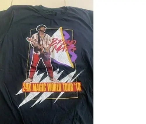 Bruno Mars Large 24K Magic World Tour 2018 T-Shirt Da Concerto Pop Super Star