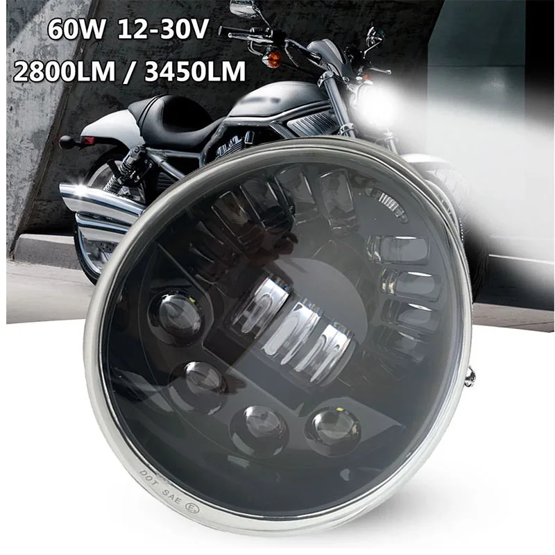 

For V Rod VRSCF VRSC VRSCR 2002-2017 60W Vrod LED Front Headlight HI/Low Beam Motorcycle Headlamp