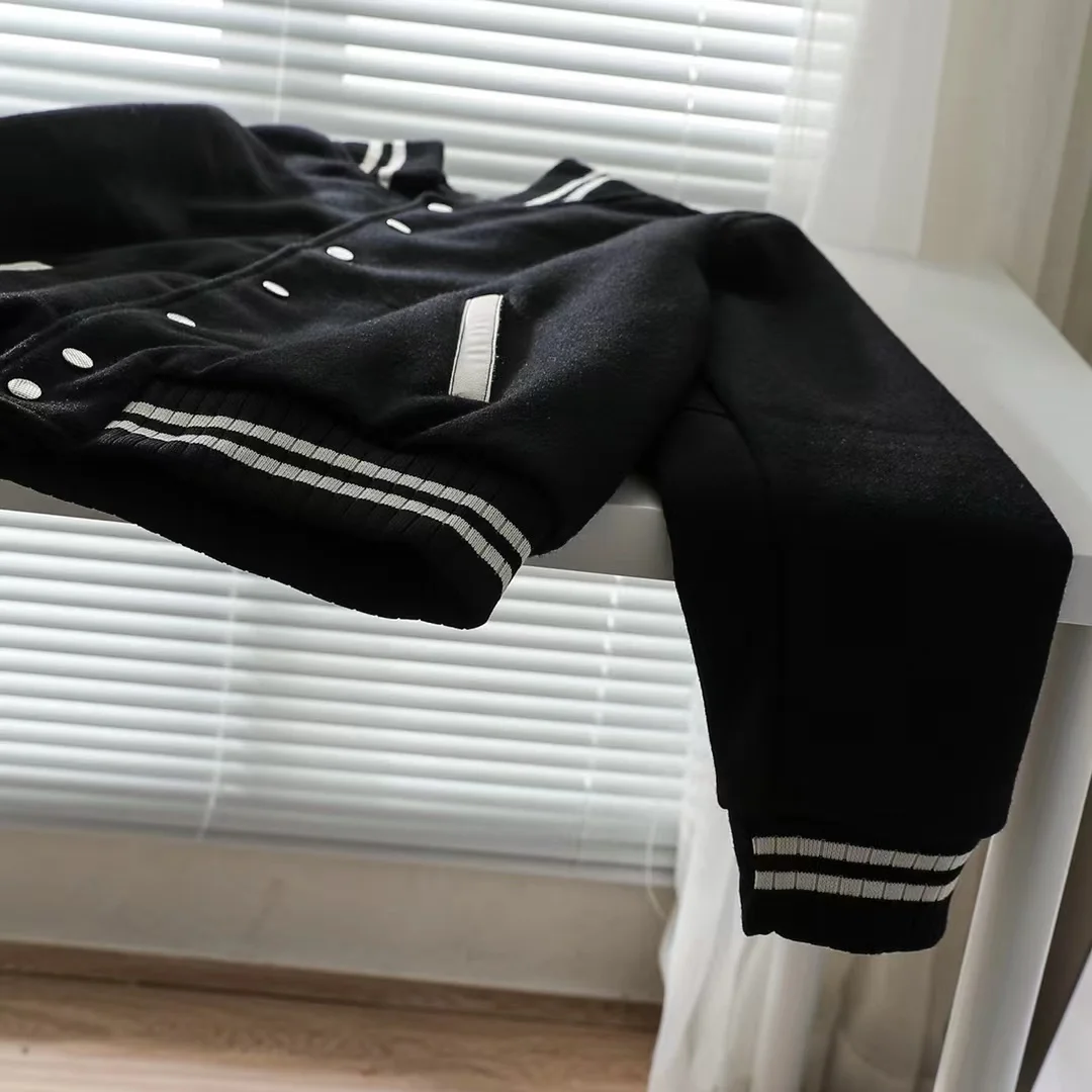 Baseball Uniform Luxury Genuine Leather Jacket Wool Coat Same Style For Men And Women Short Jacket Fashion Couple 5