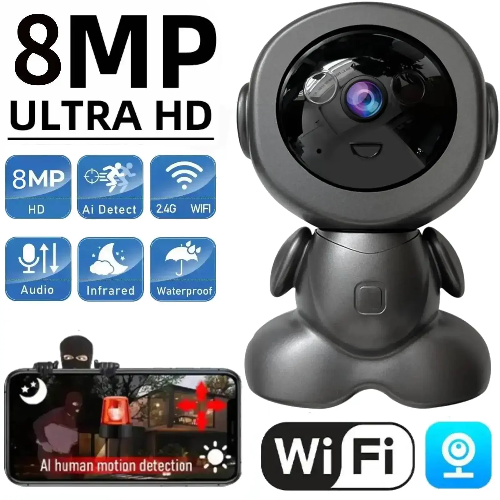 8MP 4K IP Camera Wifi Surveillance Robot HD Cloud Smart Home Two Way Audio CCTV Network Wifi Camera Wireless Baby Monitor Camera 8MP 4K IP Camera Wifi Surveillance Robot HD Cloud Smart Home Two Way Audio CCTV Network Wifi Camera Wireless Baby Monitor Camera