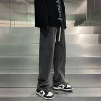 American Casual Jeans for Men 2025 Loose Straight Leg Wide Fit Pants Spring Summer Autumn Fashion