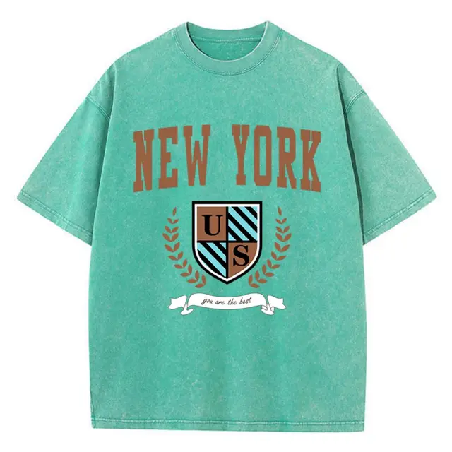T-shirt Casual Feminina de Algodão "New York Us You Are The Best" 6 T-shirt casual feminina de algodão estampada