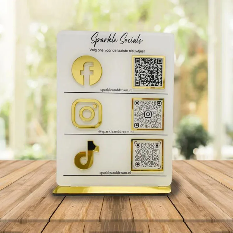 Personalizado qr Code Sign Custom Acrylic Table Sign Social Media Scan to Pay