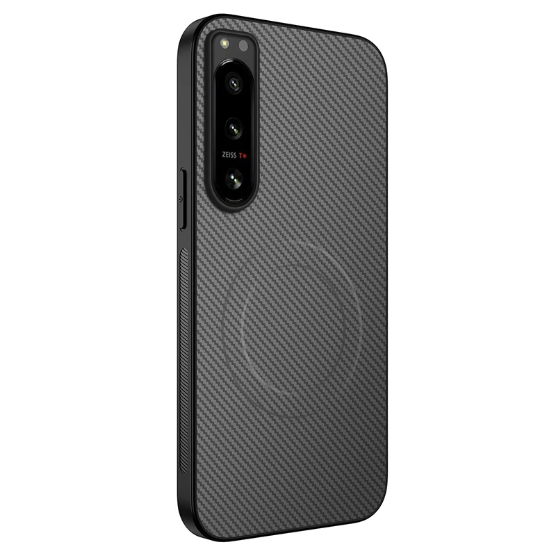 Carbon Fiber Texture Magnetic Case with MagSafe and Wireless Charging Compatibility - Matte Shockproof Soft Cover
