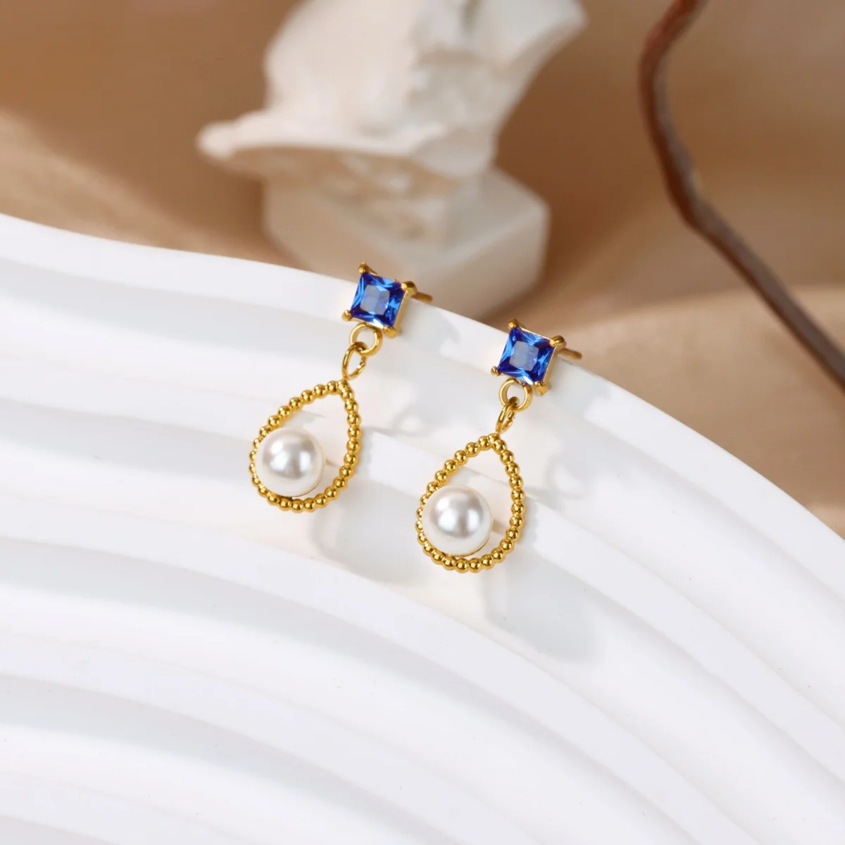 Earrings Imitation Pearl Zircon