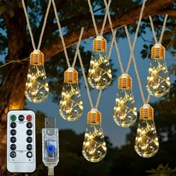 Vintage Bulb LED Fairy String Lights with Remote Control - USB Powered Rope Lights for Indoor and Outdoor Decor (Warm White)