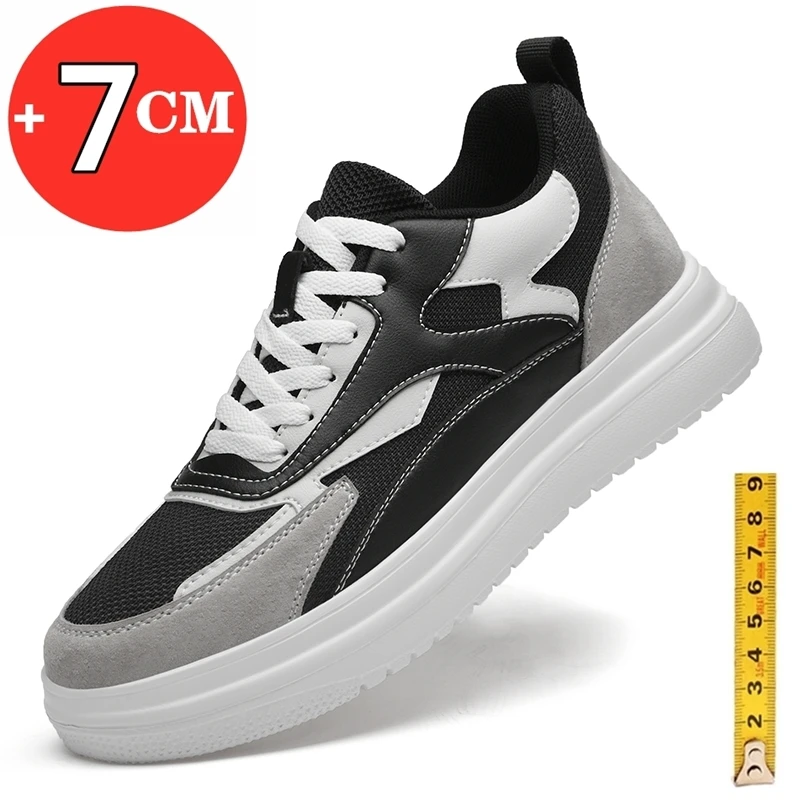 

Sneakers Man Elevator Shoes Hidden Heels Breathable Heightening Shoes For Men Increase Insole 7CM Sports Lift Casual Shoes Male