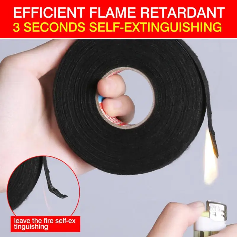 Electrical Tape 3rolls 15M Insulation Heat-resistant Retardant Adhesive Cloth Fabric For Car Cable Harness Wiring Loom electrical tape