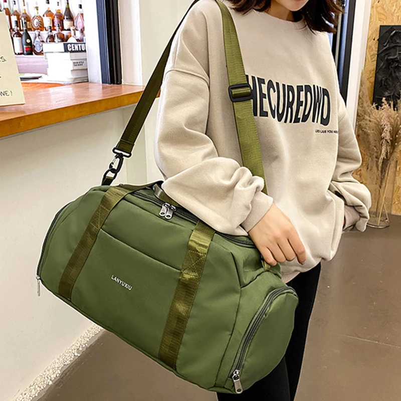 Fashion Gym Sports Yoga Bag Oxford Solid Color Waterproof Shoes Compartment Dry Wet Separation Travel Swimming Fitness Handbag