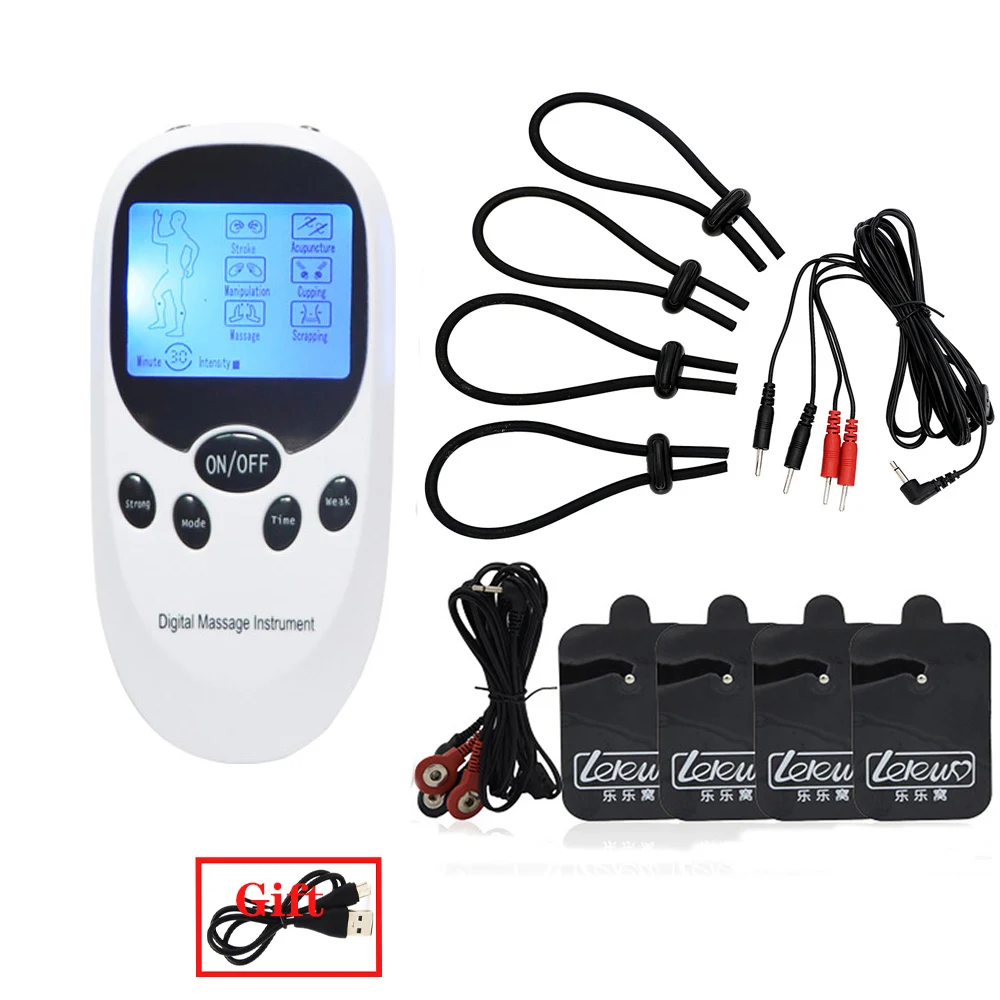Male Electric Shock Penis Ring Electro Stimulation Therapy Cock Rings Massage Pad Dick Erection Enhancer Sex Tools For Couple